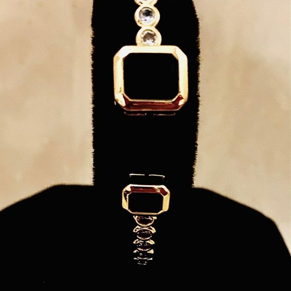 💖 Blue Sapphire and Crystal CZ's, Gold Bracelet /B47 - Picture 4 of 6